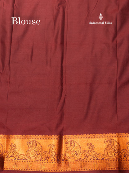 Bottle Green Colour Semi Silk Saree With Navy Blue Copper Zari Border