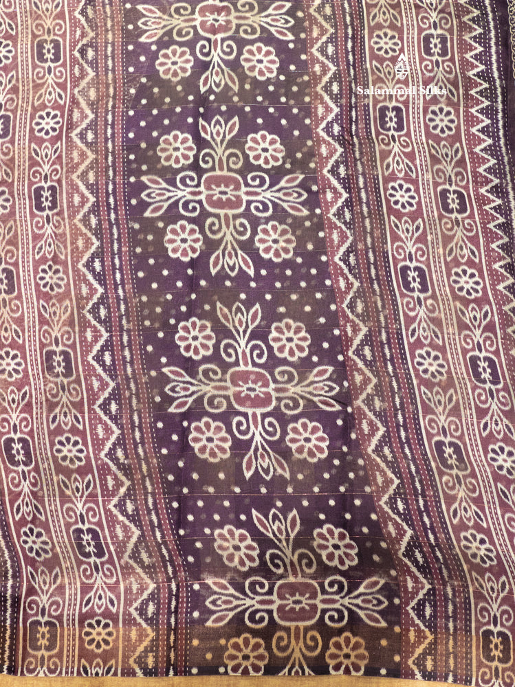 Violet Colour Printed Cotton Mix Saree With Blouse