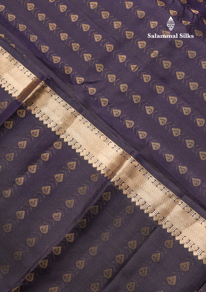 Dual Tone Purple Pure Kanjivaram Silk Saree With Self Long Border