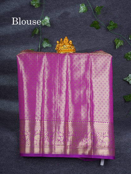 Semi Silk Pattu Pavadai Tissue ( Pastel Blue ) with Purple Blouse 27"