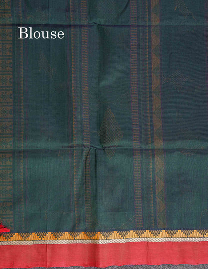 Pure Silk Cotton Saree - Dark Purple Colour Body Thread Butta & Traditional Border
