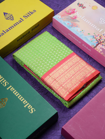 Beautiful Lemon Yellow Pure Kanjivaram Silk Saree With Contrast Pink Traditional Border