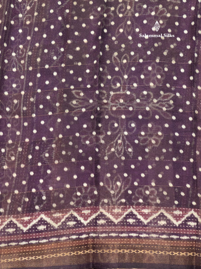 Violet Colour Printed Cotton Mix Saree With Blouse