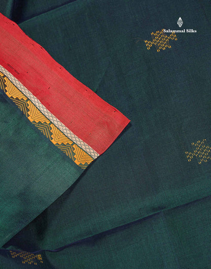 Pure Silk Cotton Saree - Dark Purple Colour Body Thread Butta & Traditional Border