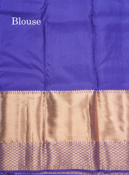 Dual Tone Purple Pure Kanjivaram Silk Saree With Self Long Border