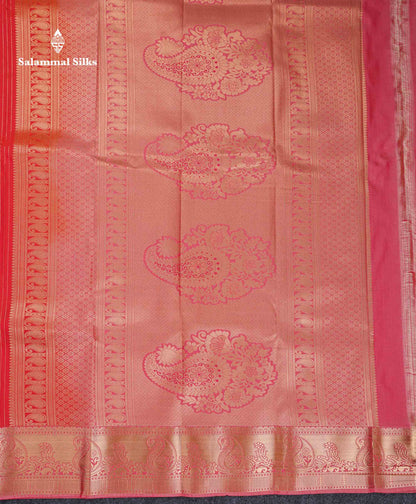 Beautiful Dual Tone Onion Pink Vertical Zari Line With Butta Semi Silk Saree With Contrast Light Blue Blouse
