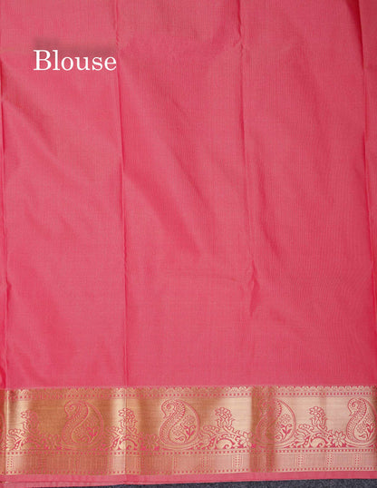 Beautiful Dual Tone Onion Pink Vertical Zari Line With Butta Semi Silk Saree With Contrast Light Blue Blouse