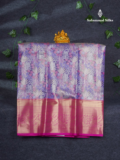 Semi Silk Pattu Pavadai Tissue ( Lavender ) With Contrast Pink Blouse 37"