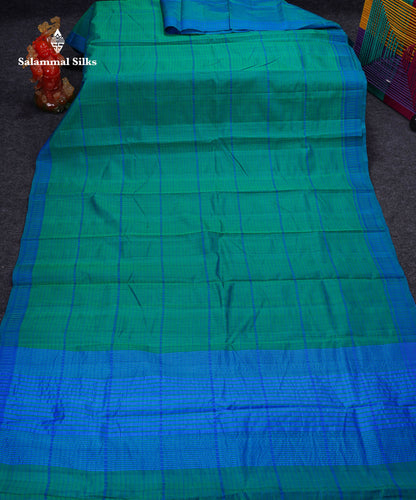 Beautiful Manthulir Green Jute Cotton Mix Fancy Saree With Traditional Small Border