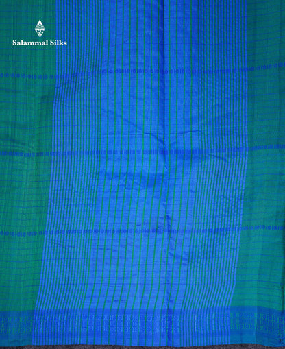 Beautiful Manthulir Green Jute Cotton Mix Fancy Saree With Traditional Small Border