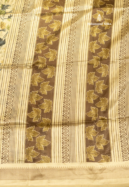 Cream Sandal Colour Semi Dola Saree With Blouse