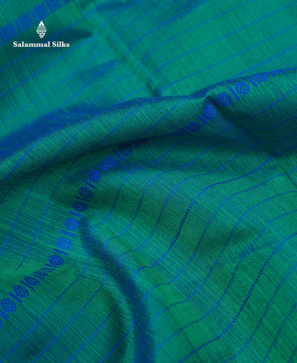 Beautiful Manthulir Green Jute Cotton Mix Fancy Saree With Traditional Small Border