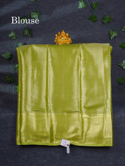 Semi Silk Pattu Pavadai Tissue ( Light Pink ) With Contrast Parrot Green Blouse 36"