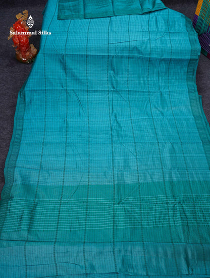Beautiful Manthulir Green Jute Cotton Mix Fancy Saree With Traditional Small Border