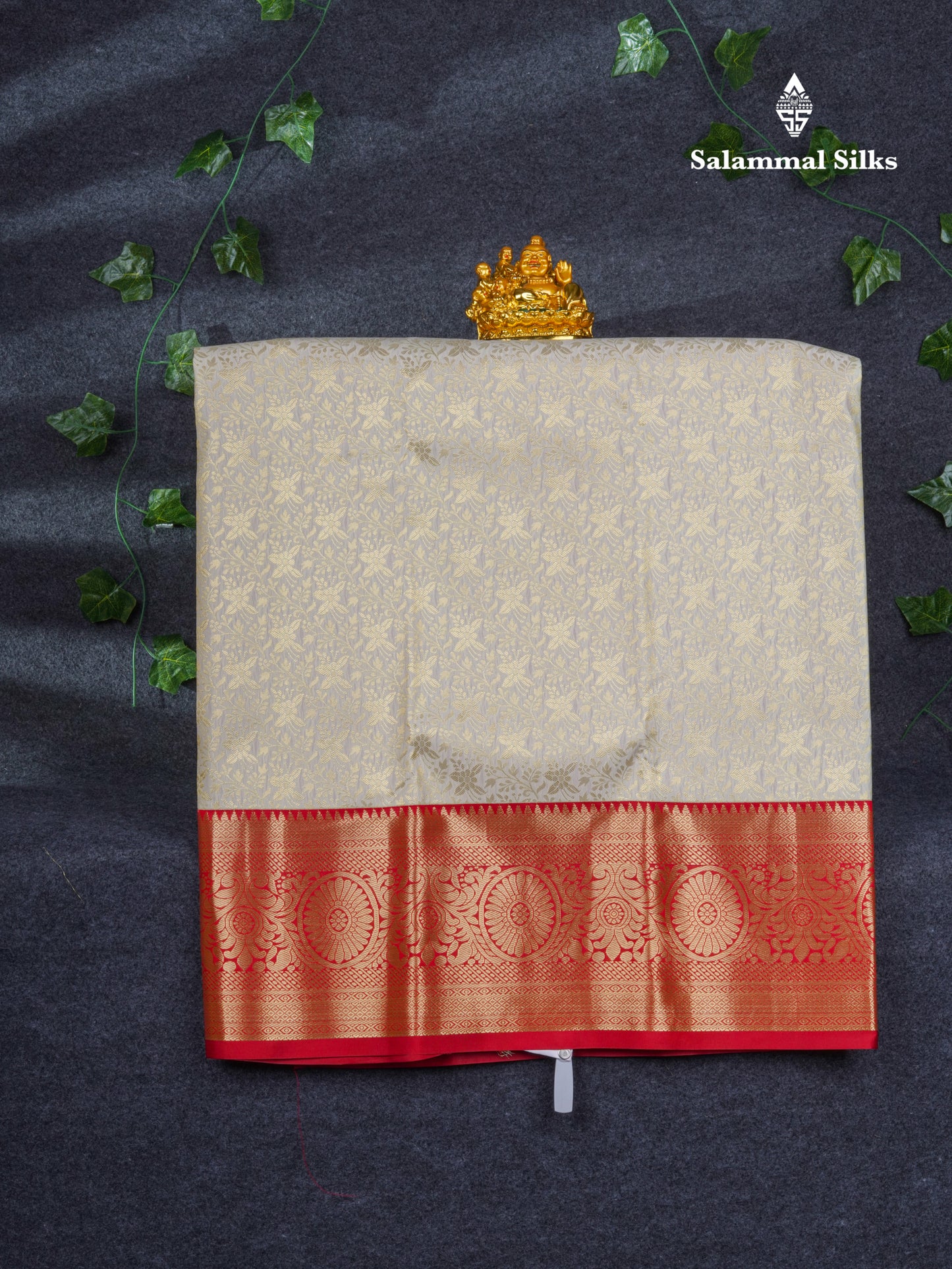 Semi Silk Pattu Pavadai ( Half White ) With Contrast Red Blouse 36.5"