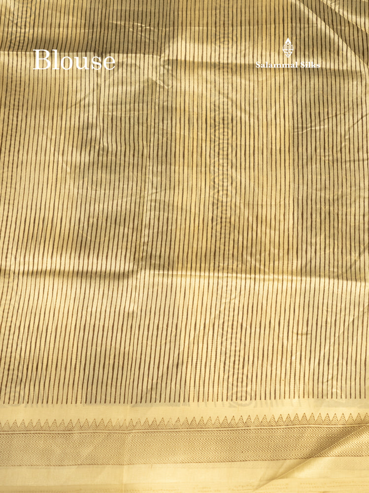 Cream Sandal Colour Semi Dola Saree With Blouse