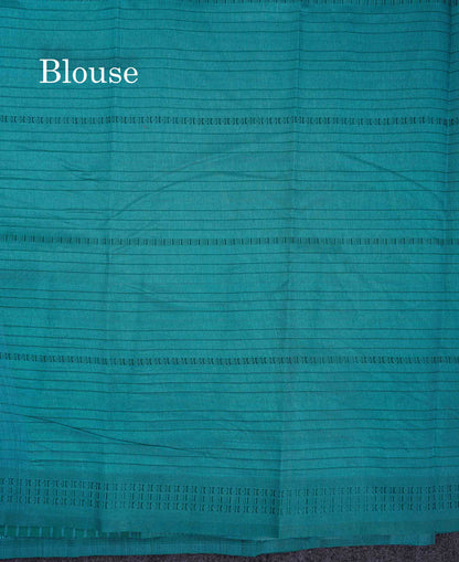 Beautiful Manthulir Green Jute Cotton Mix Fancy Saree With Traditional Small Border