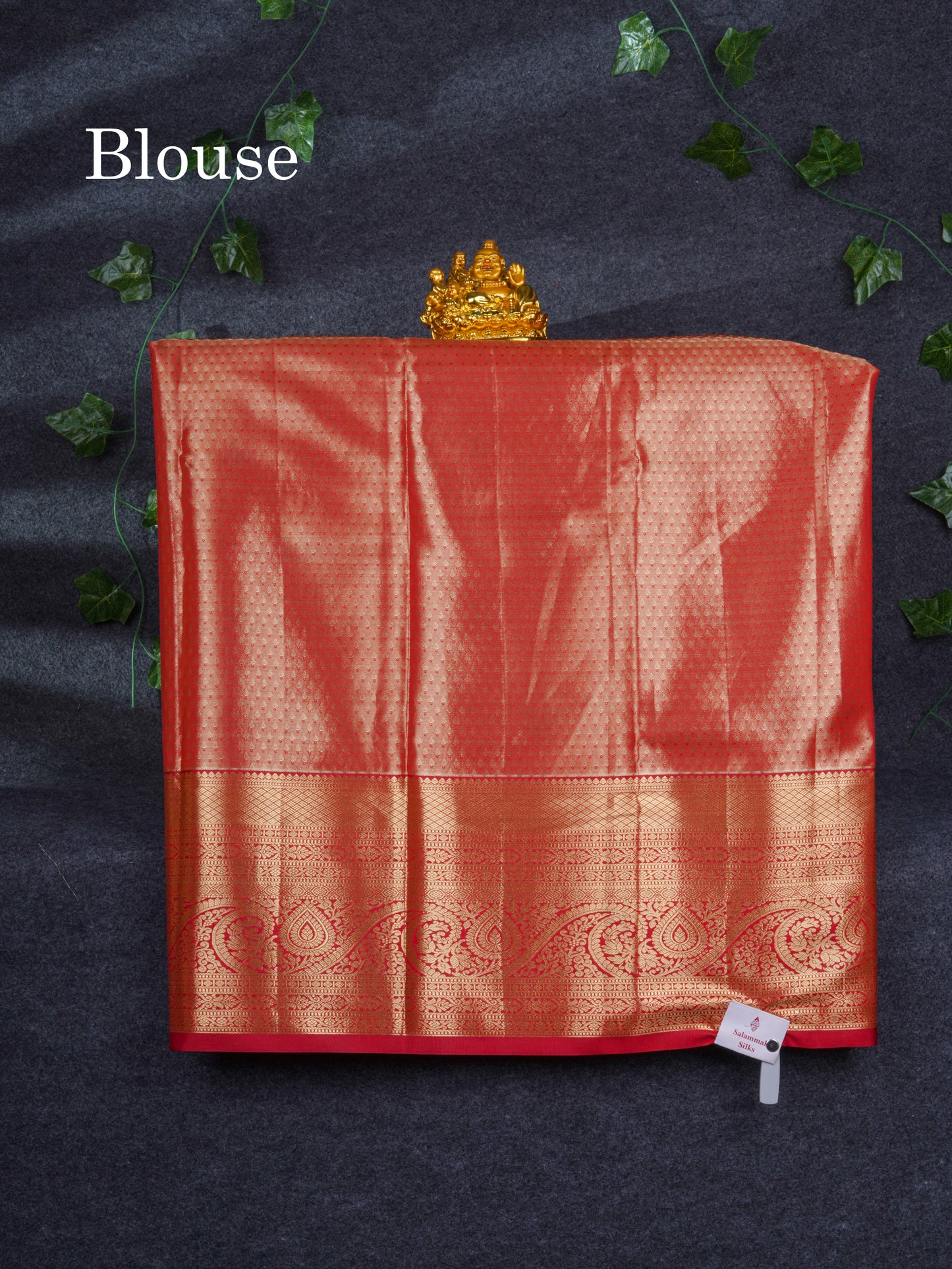 Semi Silk Pattu Pavadai Tissue ( Pastel Blue ) With Contrast Chilly Red Blouse 37"