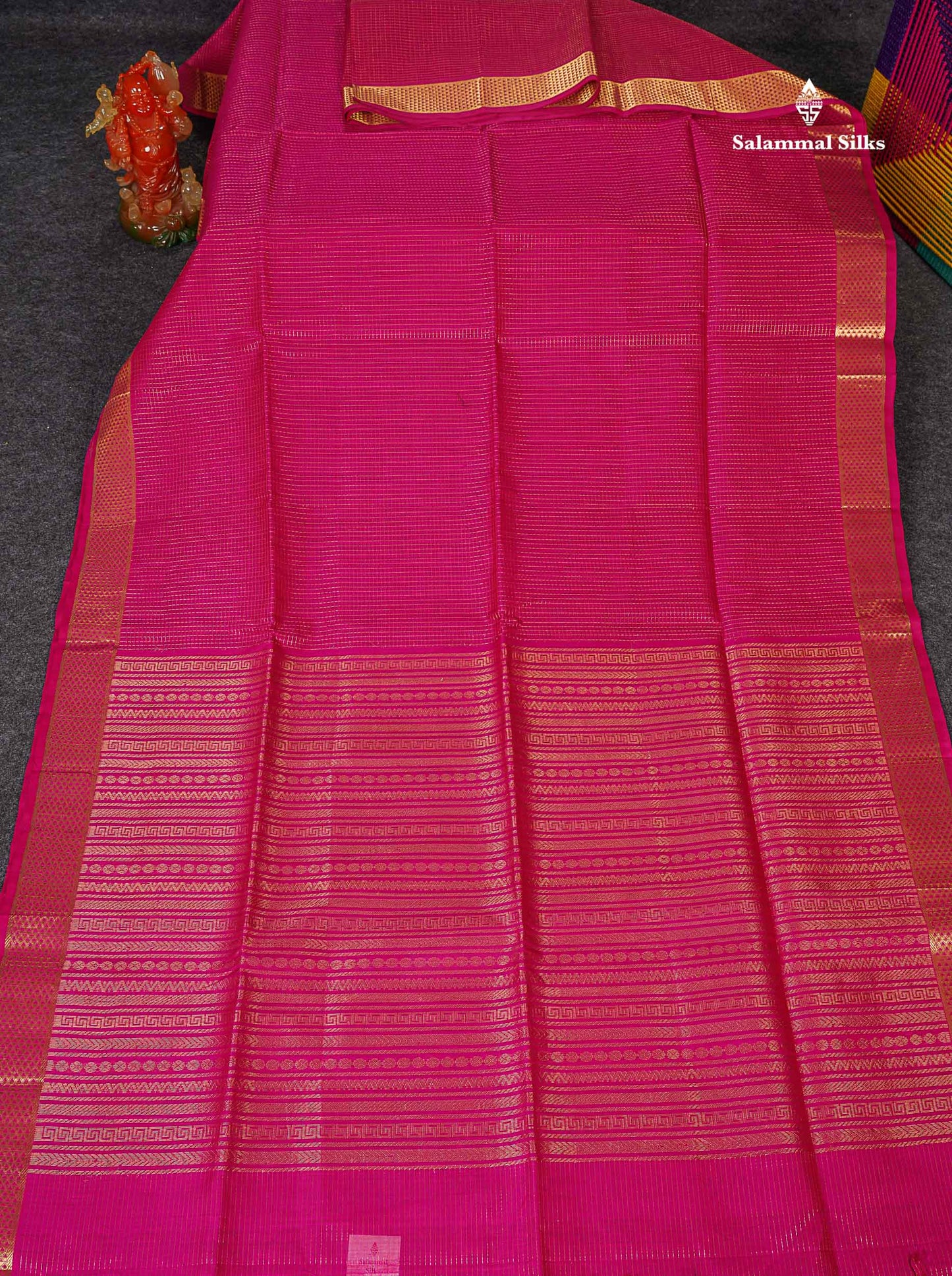 Pure Silk Cotton Saree - Maroon Colour Body Small Zari Checks With Traditional Border