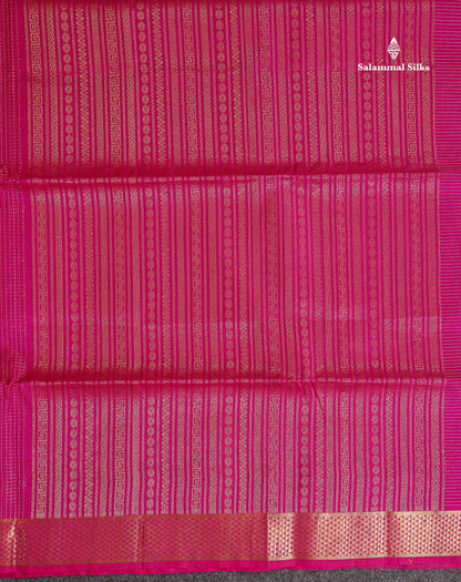 Pure Silk Cotton Saree - Maroon Colour Body Small Zari Checks With Traditional Border