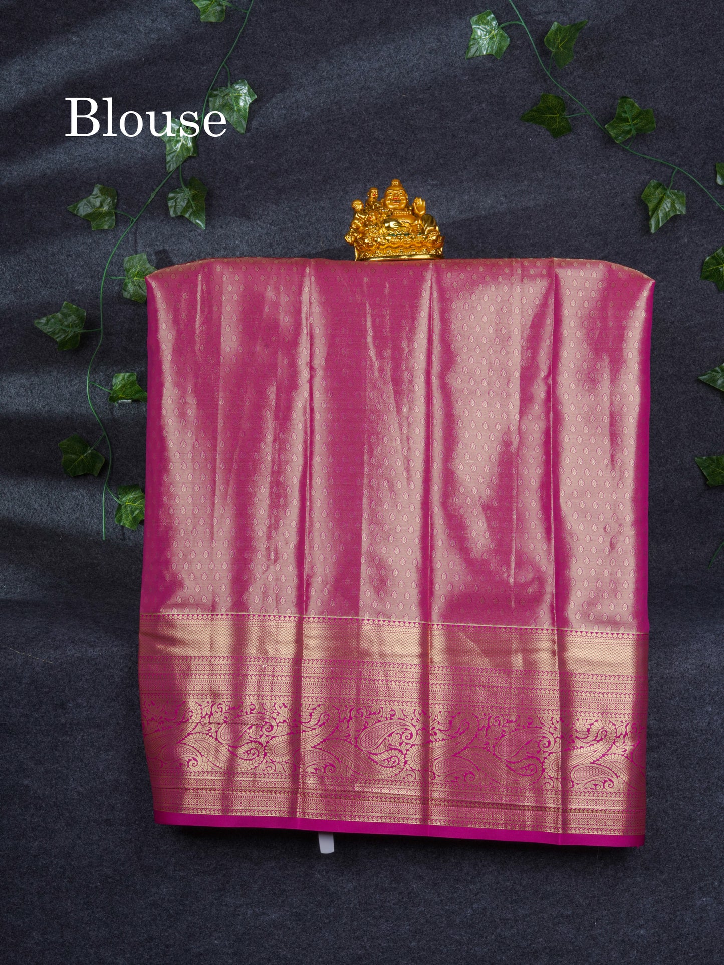 Semi Silk Pattu Pavadai Tissue ( Olive Mustard Yellow ) With Contrast Pink Blouse 37"