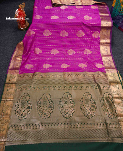 Beautiful Dual Tone Onion Pink Vertical Zari Line With Butta Semi Silk Saree With Contrast Light Blue Blouse