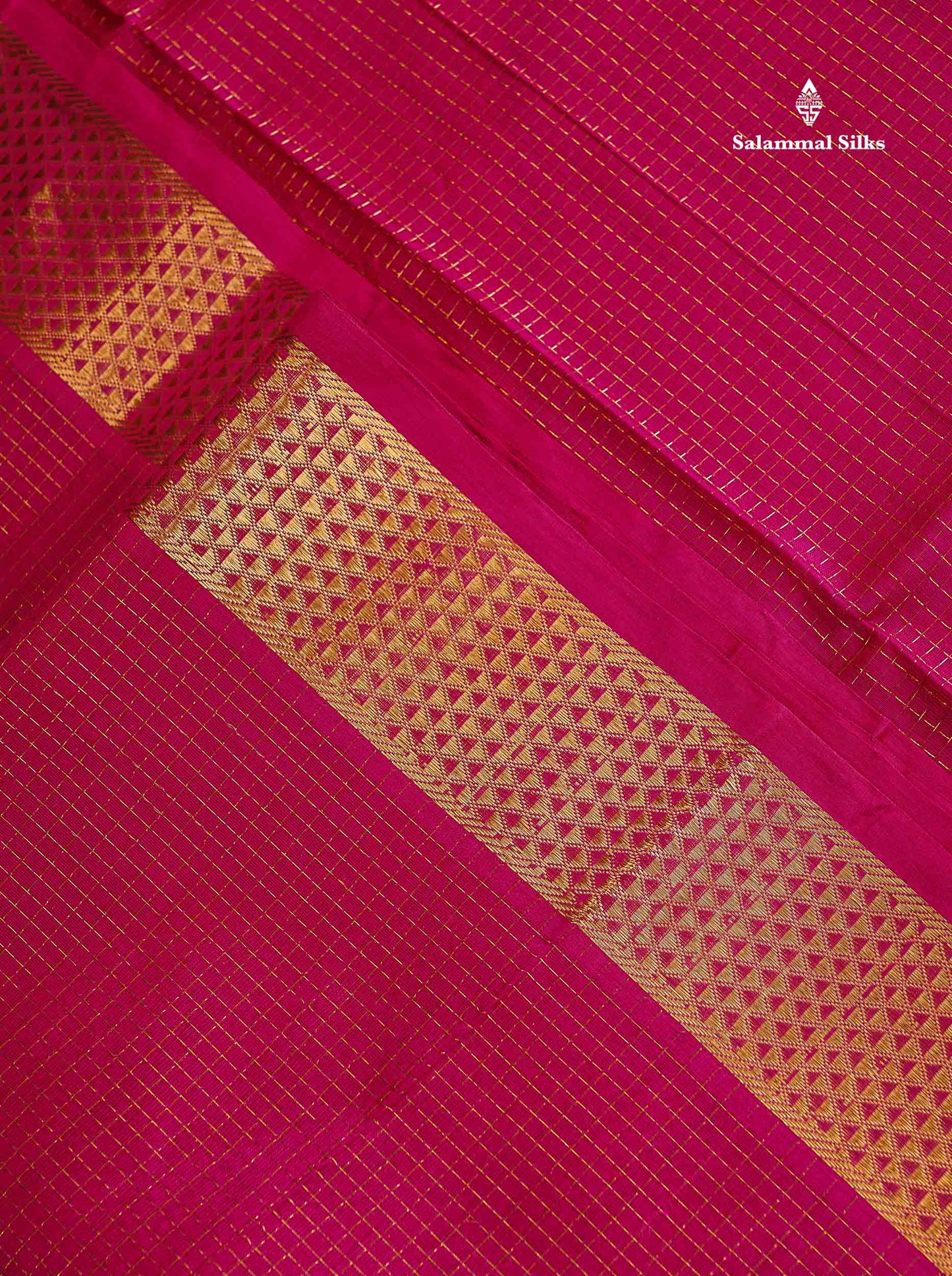 Pure Silk Cotton Saree - Maroon Colour Body Small Zari Checks With Traditional Border