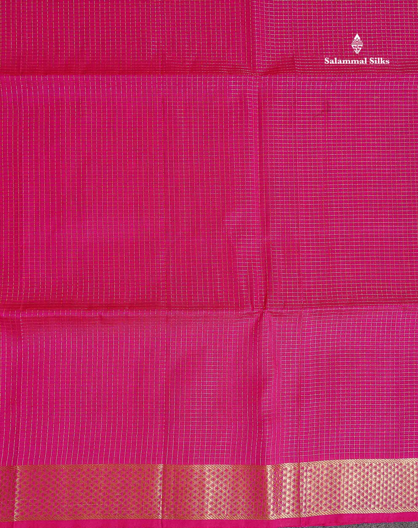 Pure Silk Cotton Saree - Maroon Colour Body Small Zari Checks With Traditional Border