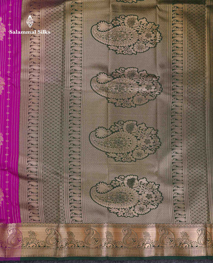 Beautiful Dual Tone Onion Pink Vertical Zari Line With Butta Semi Silk Saree With Contrast Light Blue Blouse