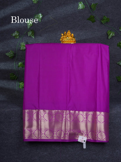 Semi Silk Pattu Pavadai ( Yellow ) With Contrast Vadamalli Blouse 37"