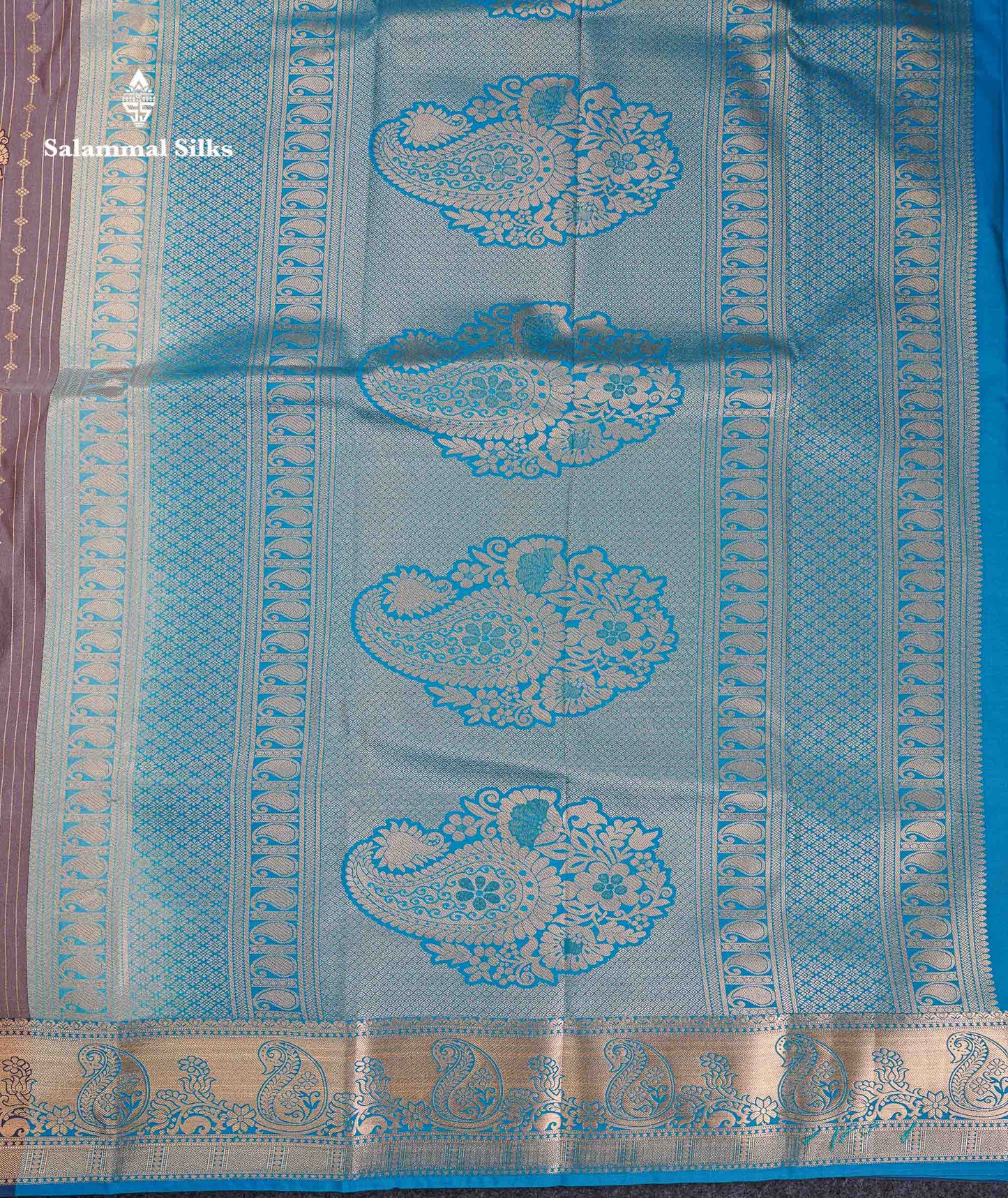 Beautiful Dual Tone Onion Pink Vertical Zari Line With Butta Semi Silk Saree With Contrast Light Blue Blouse