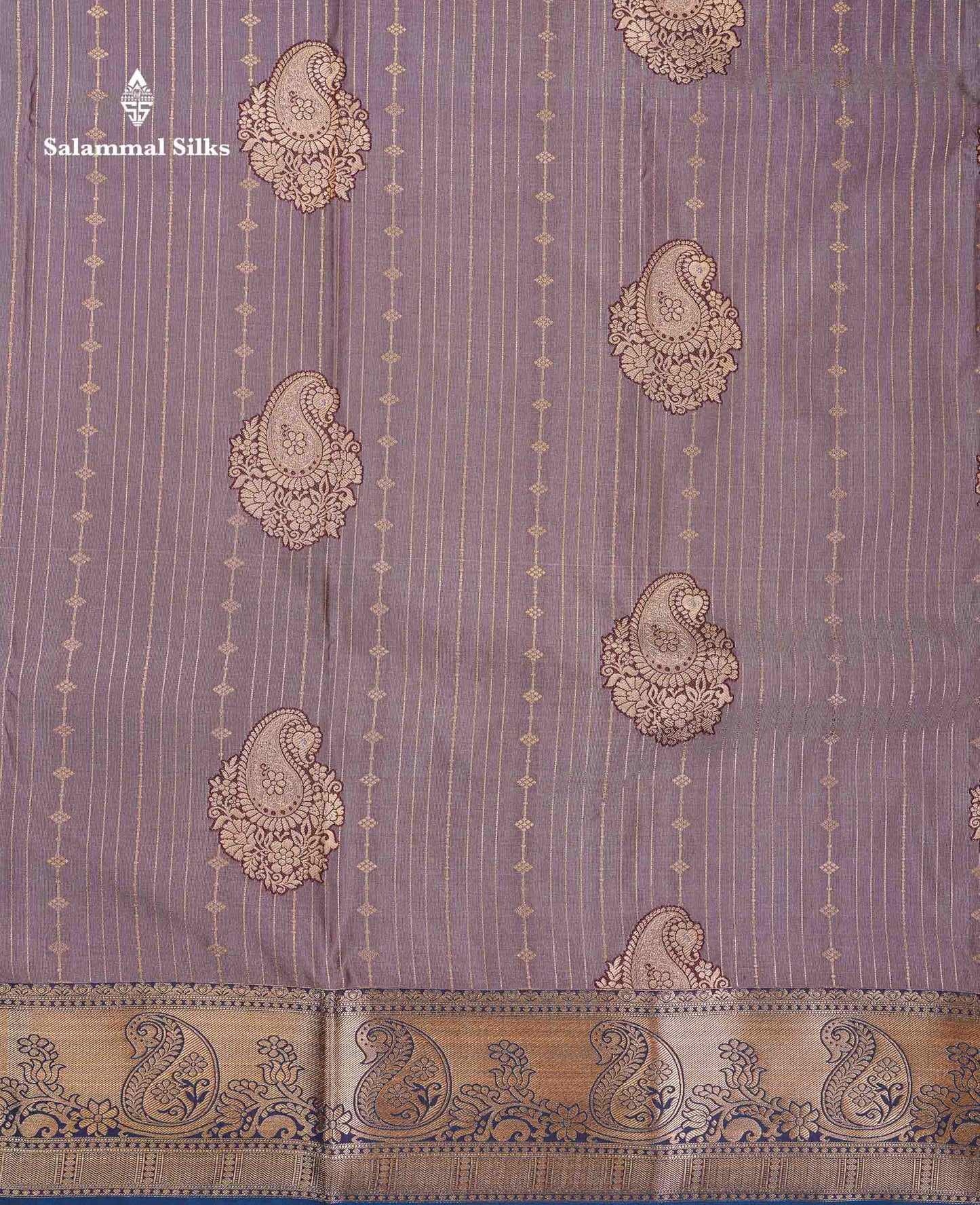 Beautiful Dual Tone Onion Pink Vertical Zari Line With Butta Semi Silk Saree With Contrast Light Blue Blouse