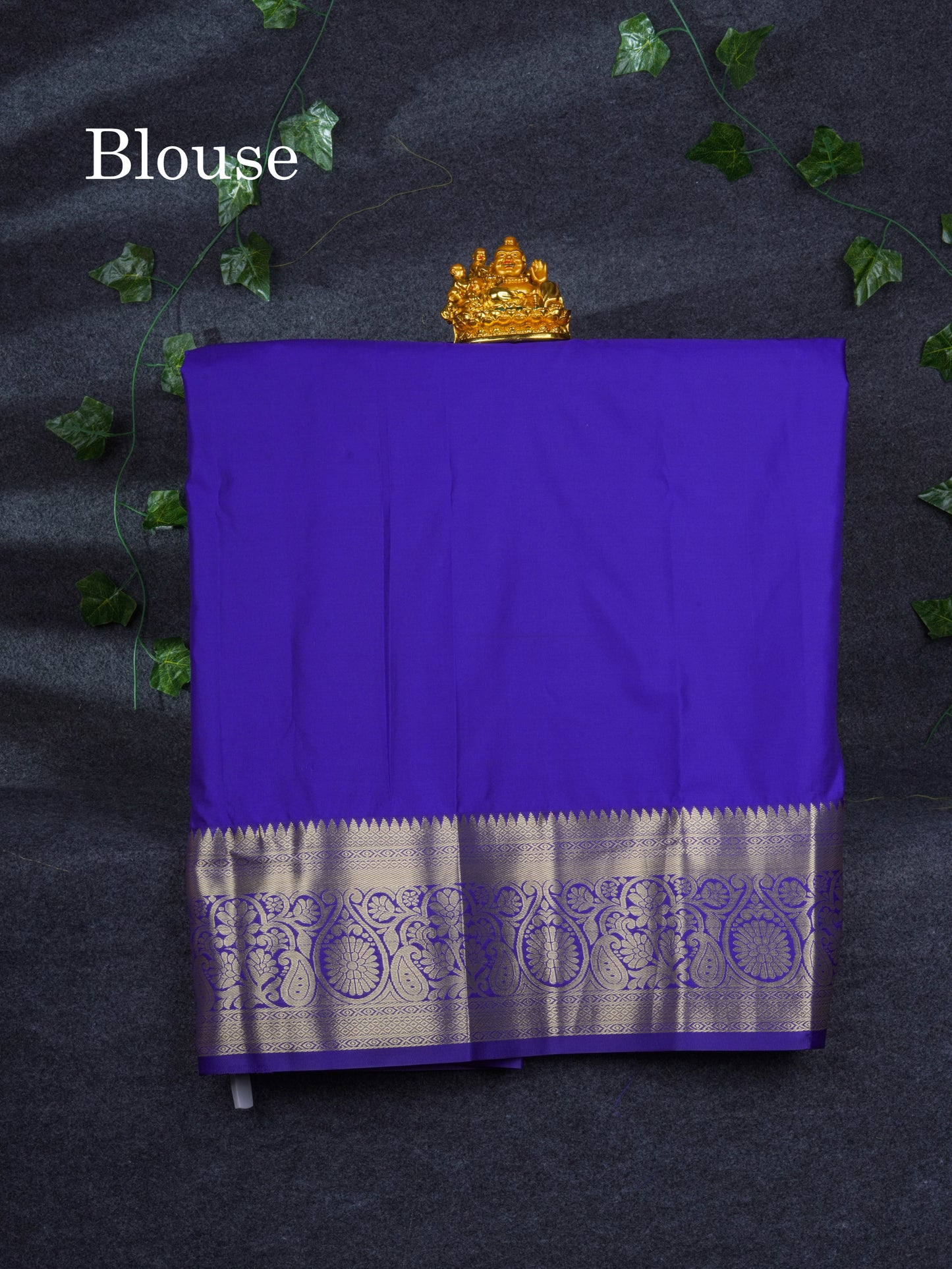 Semi Silk Pattu Pavadai ( Sapphire Green ) With Contrast Violet Blouse 35.5"
