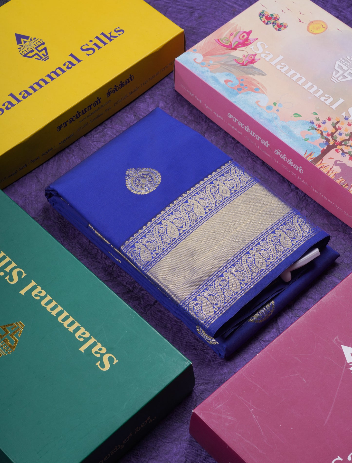 Beautiful Royal Blue Semi Silk Saree With Traditional Border