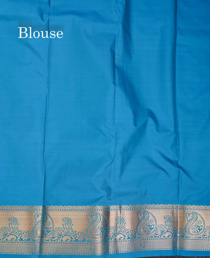 Beautiful Dual Tone Onion Pink Vertical Zari Line With Butta Semi Silk Saree With Contrast Light Blue Blouse