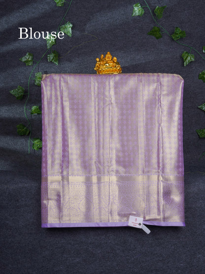 Semi Silk Pattu Pavadai Tissue ( Orange ) With Contrast Light Lavender Blouse 36"