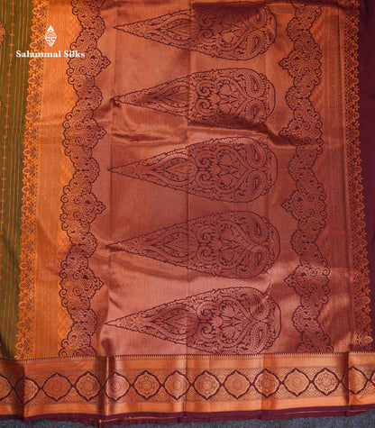 Beautiful Dual Tone Onion Pink Vertical Zari Line With Butta Semi Silk Saree With Contrast Light Blue Blouse