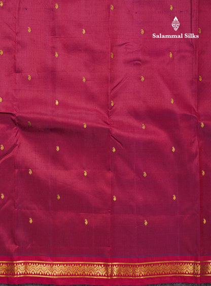Dual Tone Maroon Pure Kanjivaram Silk Saree With Contrast Reddish Maroon Small Border
