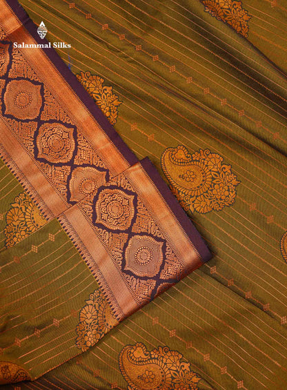 Beautiful Dual Tone Onion Pink Vertical Zari Line With Butta Semi Silk Saree With Contrast Light Blue Blouse