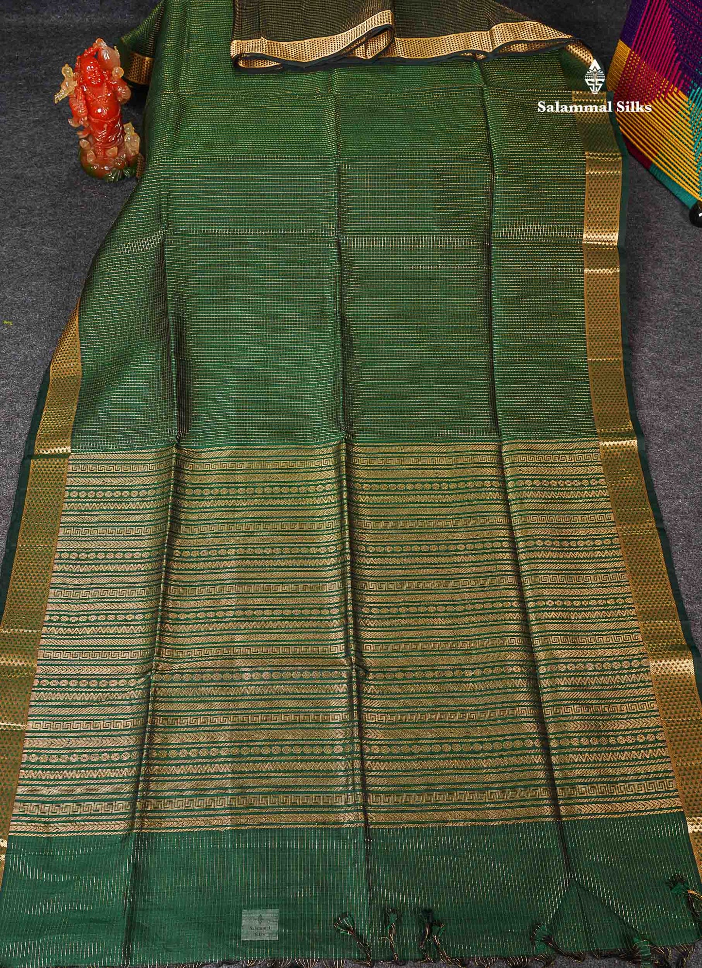 Pure Silk Cotton Saree - Maroon Colour Body Small Zari Checks With Traditional Border