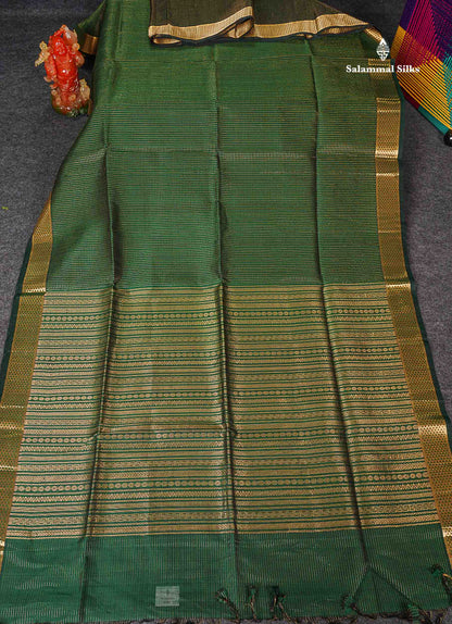 Pure Silk Cotton Saree - Maroon Colour Body Small Zari Checks With Traditional Border