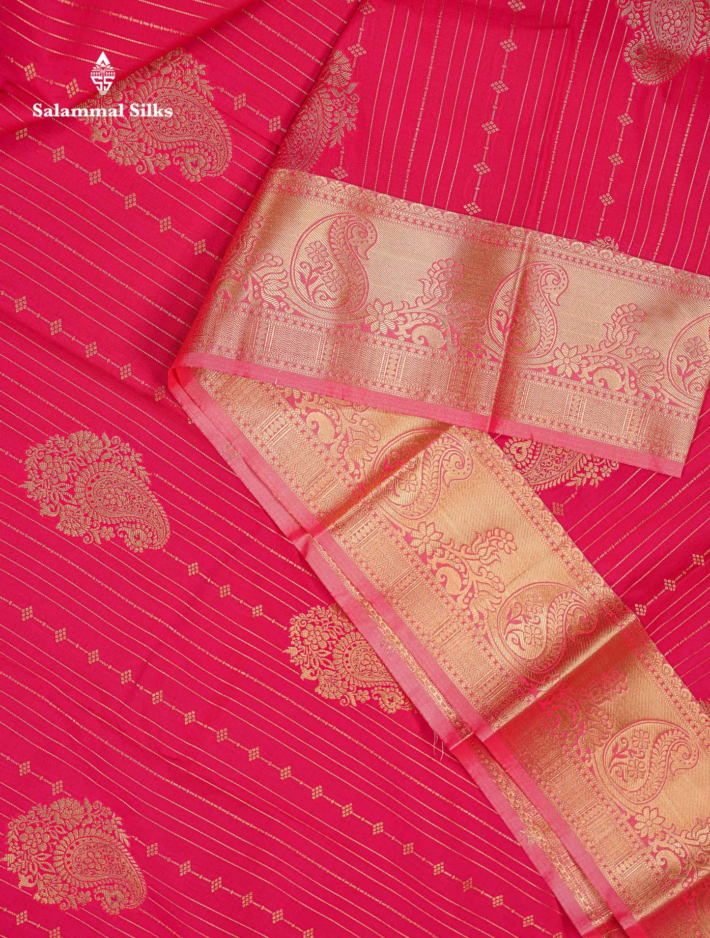 Beautiful Dual Tone Onion Pink Vertical Zari Line With Butta Semi Silk Saree With Contrast Light Blue Blouse