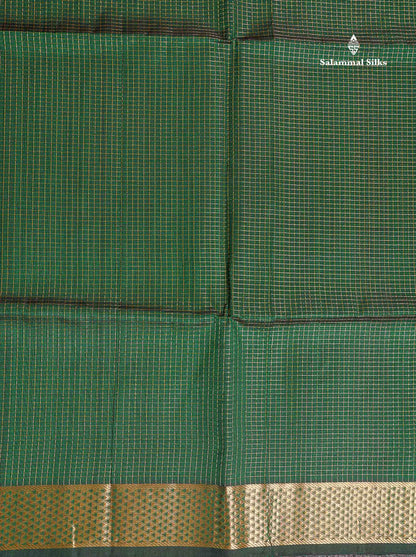Pure Silk Cotton Saree - Maroon Colour Body Small Zari Checks With Traditional Border