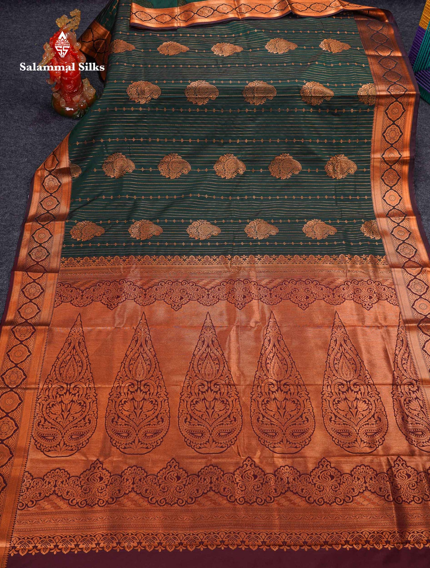 Beautiful Dual Tone Onion Pink Vertical Zari Line With Butta Semi Silk Saree With Contrast Light Blue Blouse