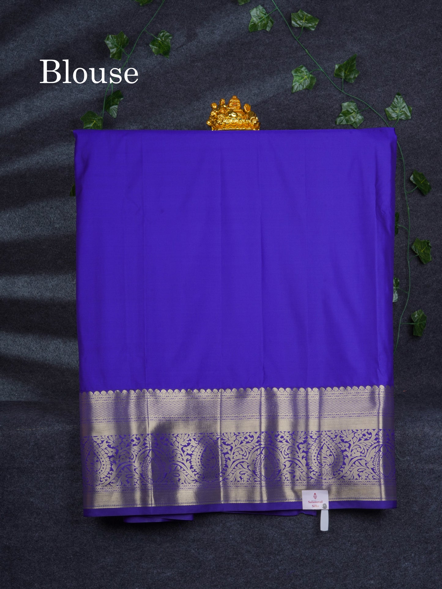 Semi Silk Pattu Pavadai ( Light Elaichi Green ) With Contrast Navy Blue Blouse 43.5"