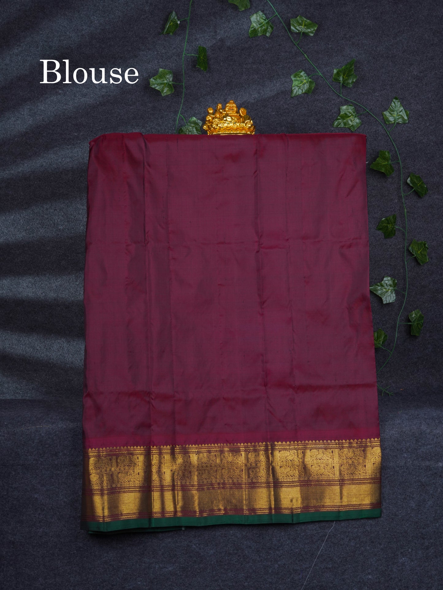 Pure Silk Pure Zari Pattu Pavadai ( Bottle Green ) With Contrast Dark Brown Traditional Border 42.5"