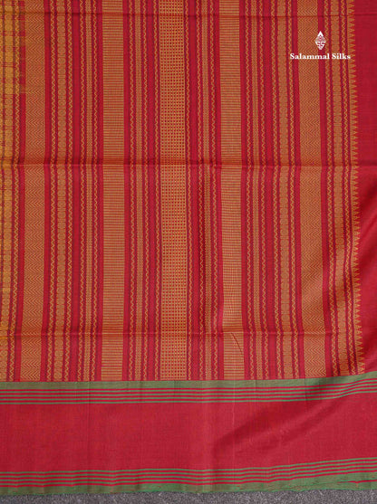Pure Silk Cotton Saree - Cream Sandal Colour Body Checks With Butta & Traditional Gap Border