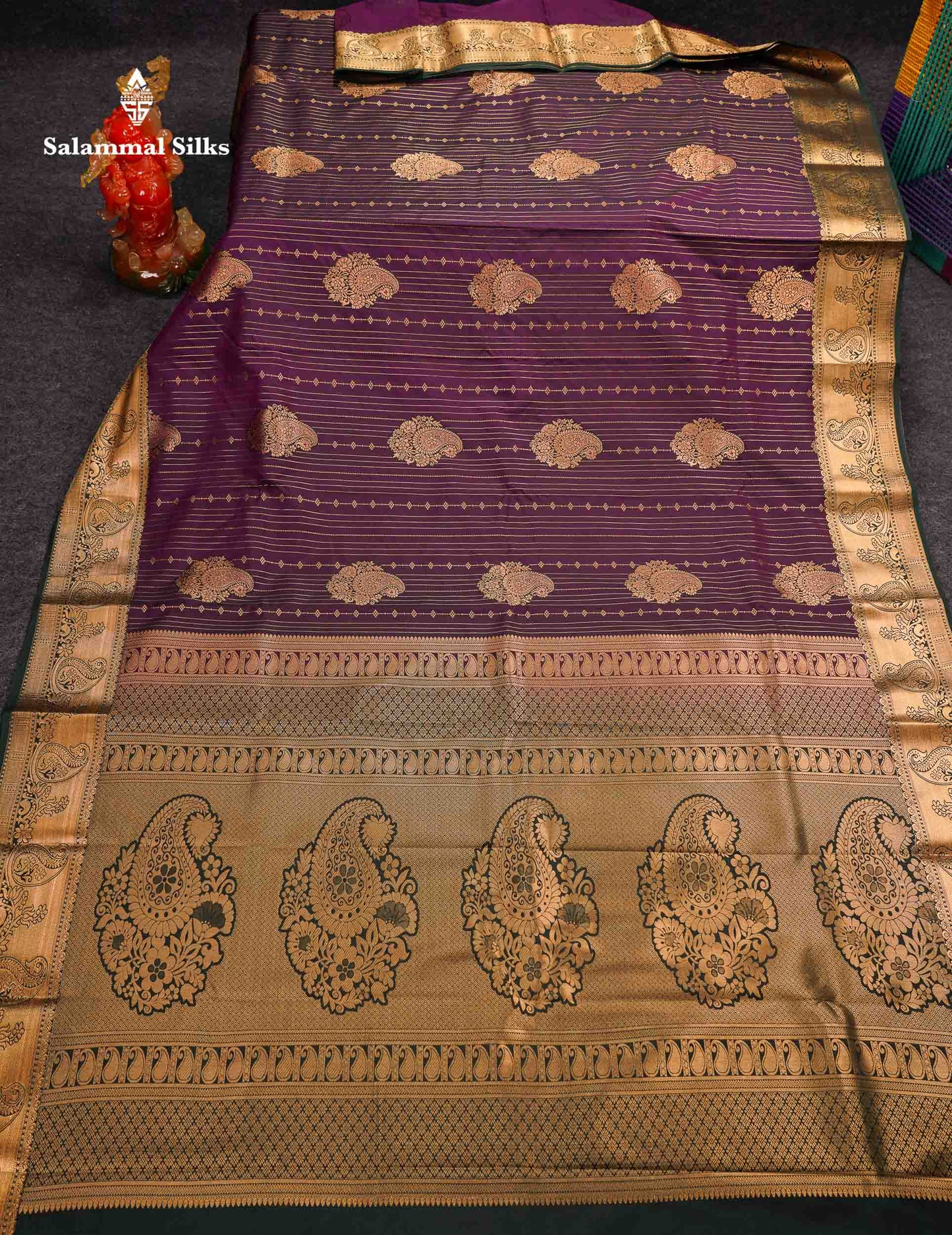Beautiful Dual Tone Onion Pink Vertical Zari Line With Butta Semi Silk Saree With Contrast Light Blue Blouse