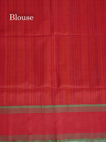 Pure Silk Cotton Saree - Cream Sandal Colour Body Checks With Butta & Traditional Gap Border