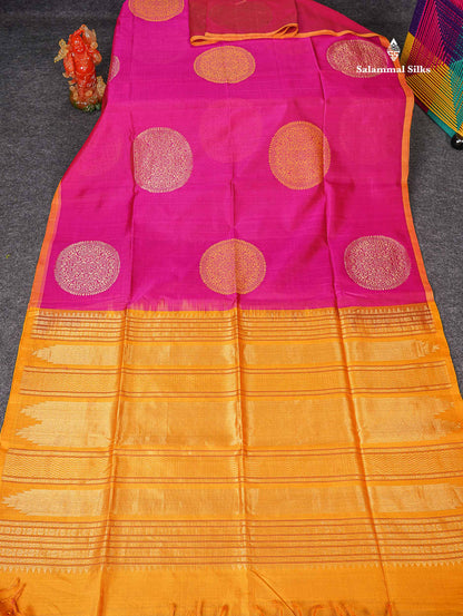 Pure Silk Cotton Saree - Half White Colour Body Thread Butta & Black Blouse